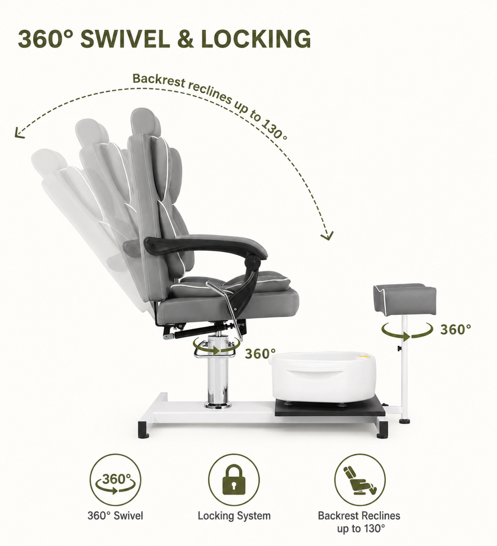 Salon Pedicure Massage Chair with Built-in Foot Bath Tub