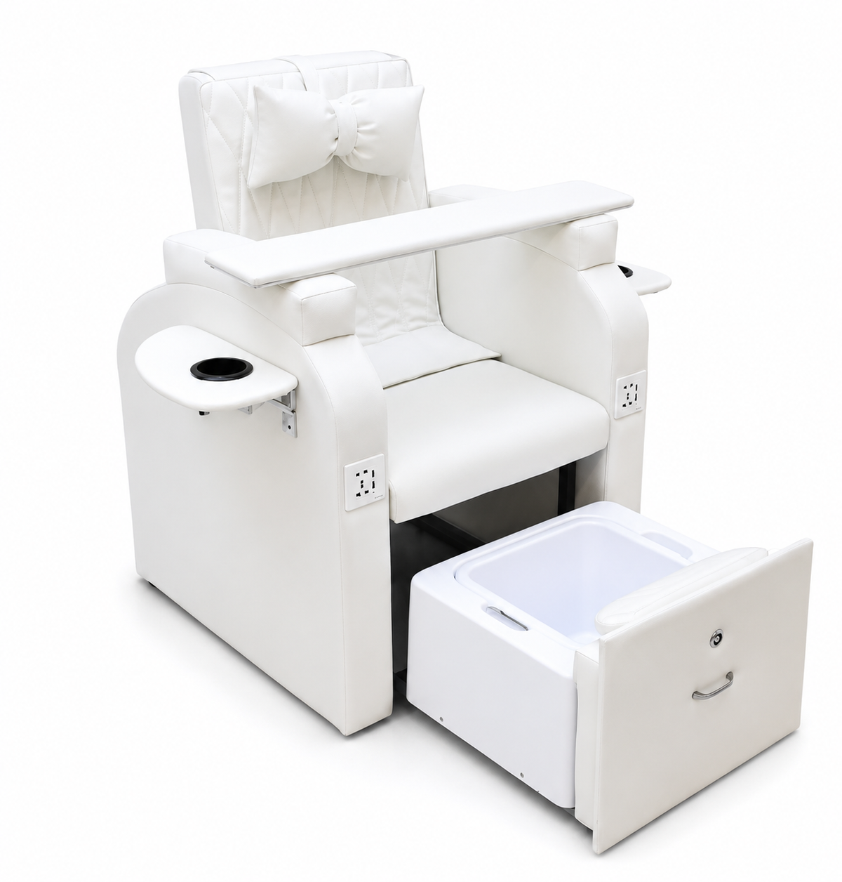 Electric White Manicure Pedicure Chairs Foot Care Spa Massage Without Plumbing