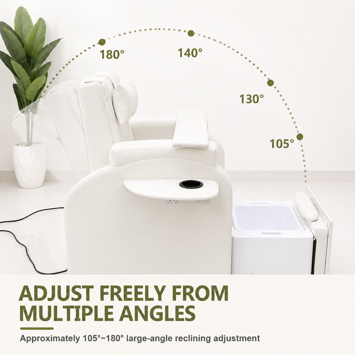 Electric White Manicure Pedicure Chairs Foot Care Spa Massage Without Plumbing